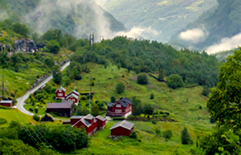 People, children enjoying the amazing views in Norway to fjords, mountains and other beautiful nature miracles