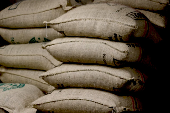 Bags of coffee beans